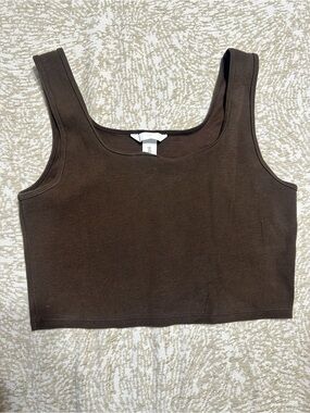 H&M Ribbed Tank Crop Top - Brown